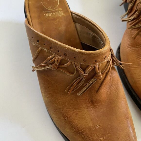 Durango Slid On Leather Heeled Shoes Women’s 7 Light Brown Boho Western Fringe - Picture 4 of 11